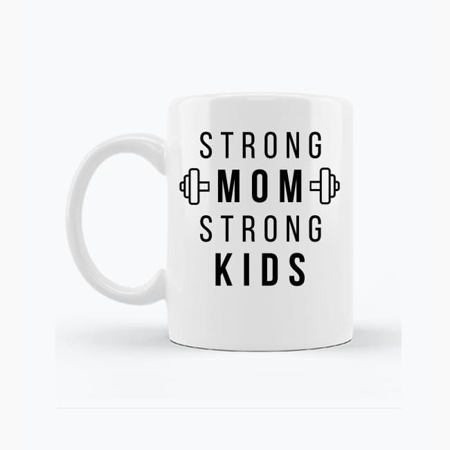 Zestaw Koszulka + Kubek: Strong Mom Strong Kids – Mama Edition (biała) TOP PREZENT