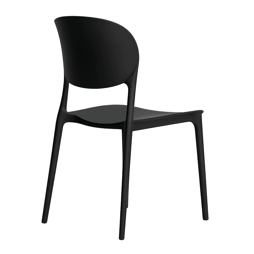 Krzesło plastikowe czarne, sztaplowane (PP) – do domu, biura, szkoły i gastronomii, łatwe w czyszczeniu