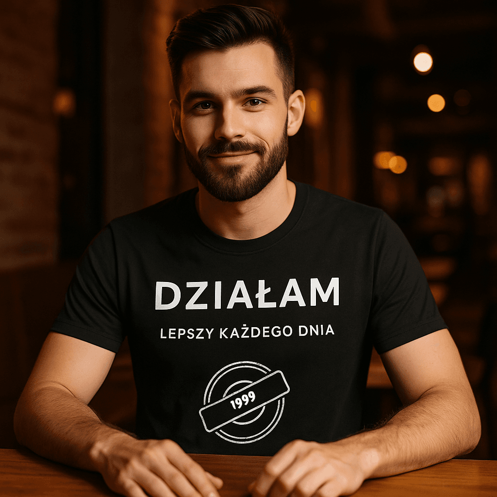 Koszulka 1999 – DZIAŁAM. Lepszy każdego dnia (Męska, Czarna)