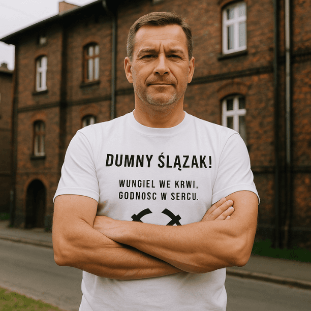 Dumny Ślązak - koszulka z charakterem (biała)