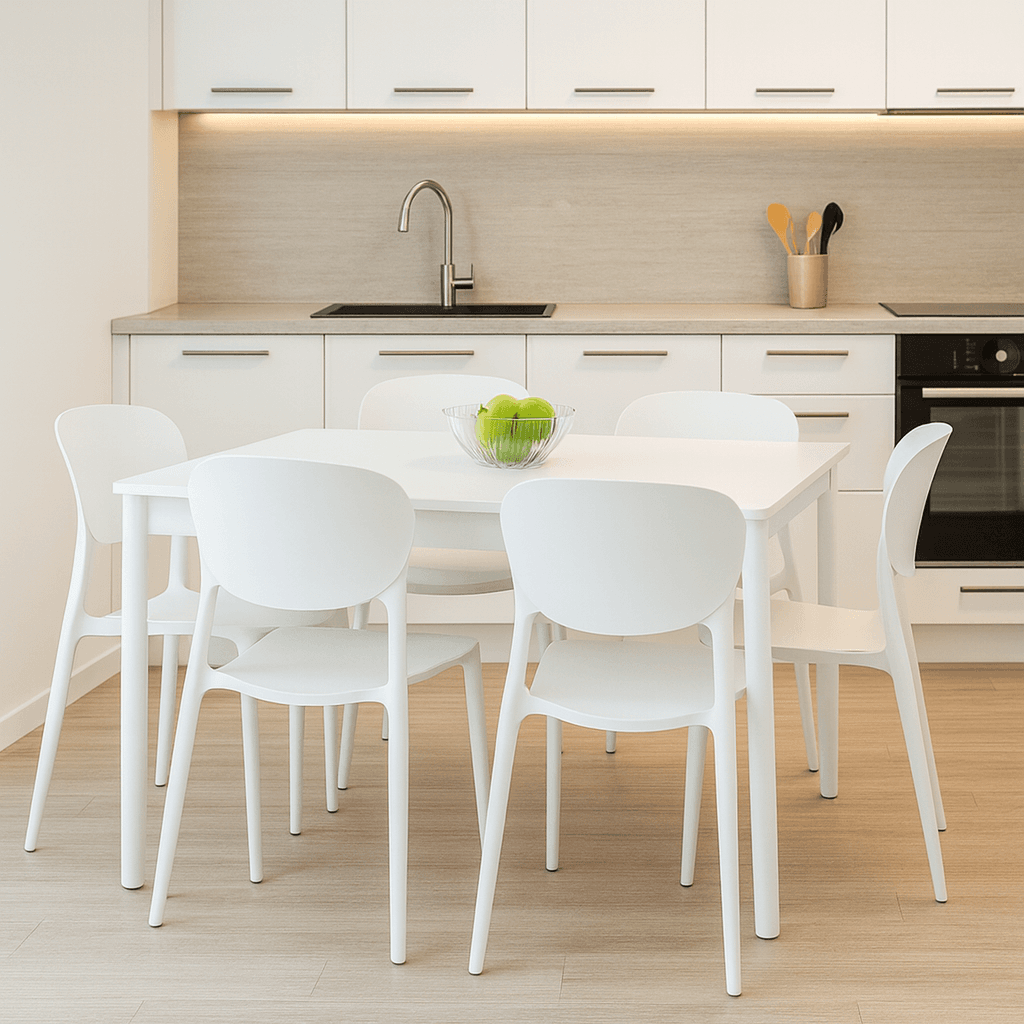 Krzesło plastikowe białe, sztaplowane (PP) – do domu, biura, szkoły i gastronomii, łatwe w czyszczeniu