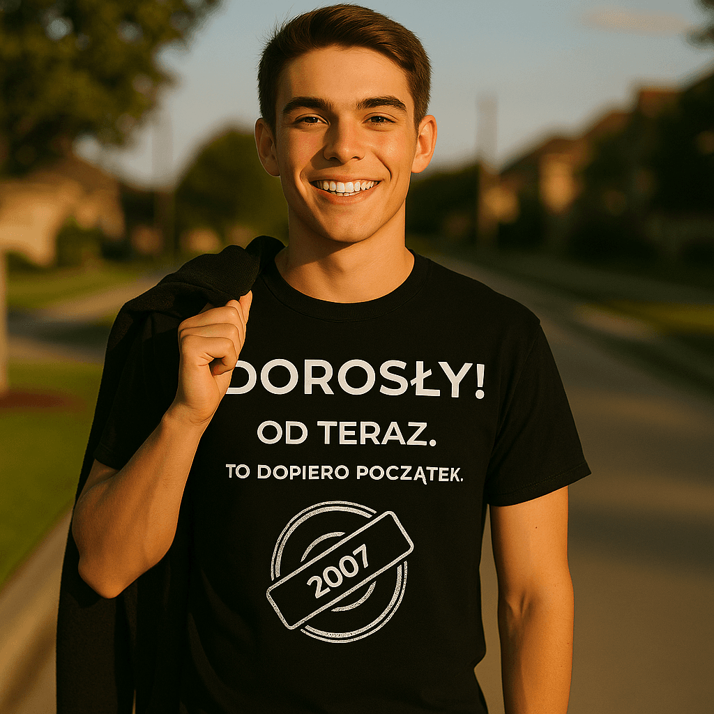 Zestaw Koszulka + Kubek: DOROSŁY – Od teraz. To dopiero początek (czarna). Wersja Limitowana 2007