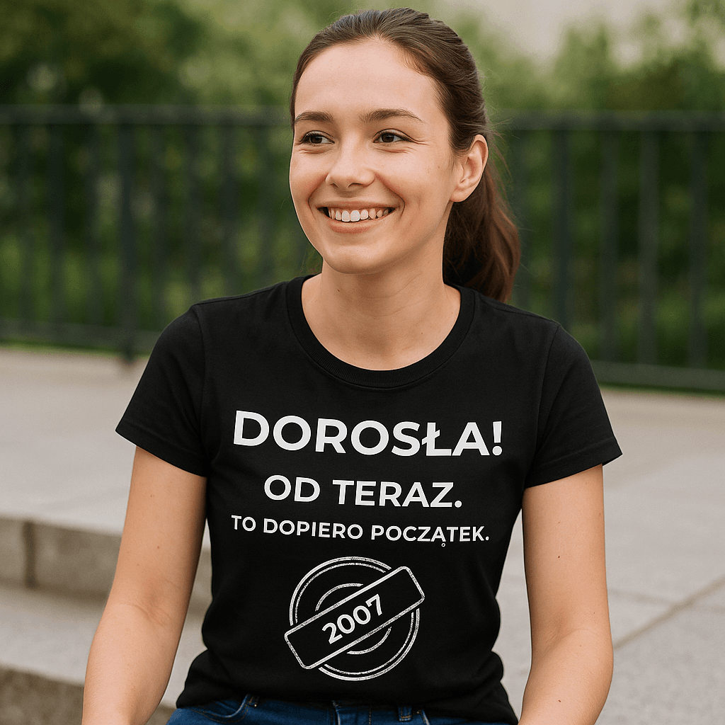 Zestaw Koszulka + Kubek: DOROSŁA – Od teraz. To dopiero początek (czarna). Wersja Limitowana 2007