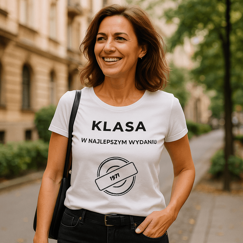 Koszulka 1971 – KLASA. W najlepszym wydaniu (Damska, Biała)
