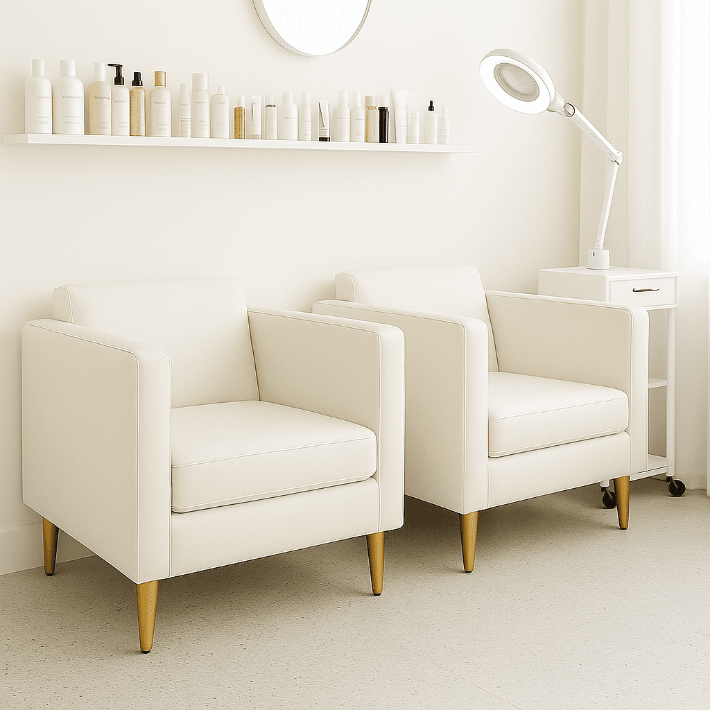 Fotel Tapicerowany Standard Biały Ekoskóra Złote Nóżki