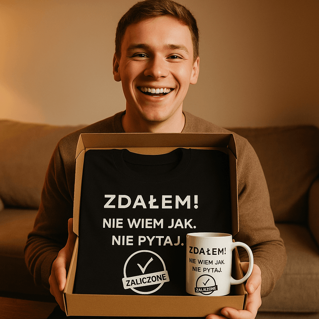 Zestaw Koszulka + Kubek: ZDAŁEM – Nie pytaj jak Wersja Limitowana 2025 (czarna)