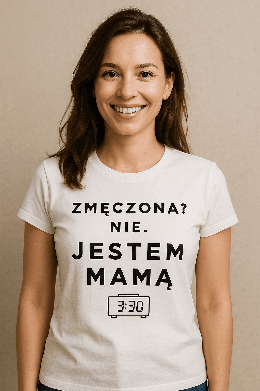 Zestaw Koszulka + Kubek: ZMĘCZONA? NIE. JESTEM MAMĄ. 3:30 (biała) TOP PREZENT