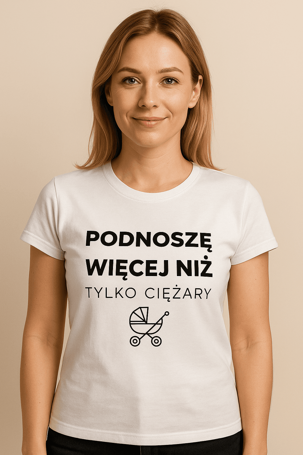 Zestaw Koszulka + Kubek: Podnoszę więcej niż tylko ciężary 👶 – MAMA edition (biała) TOP PREZENT