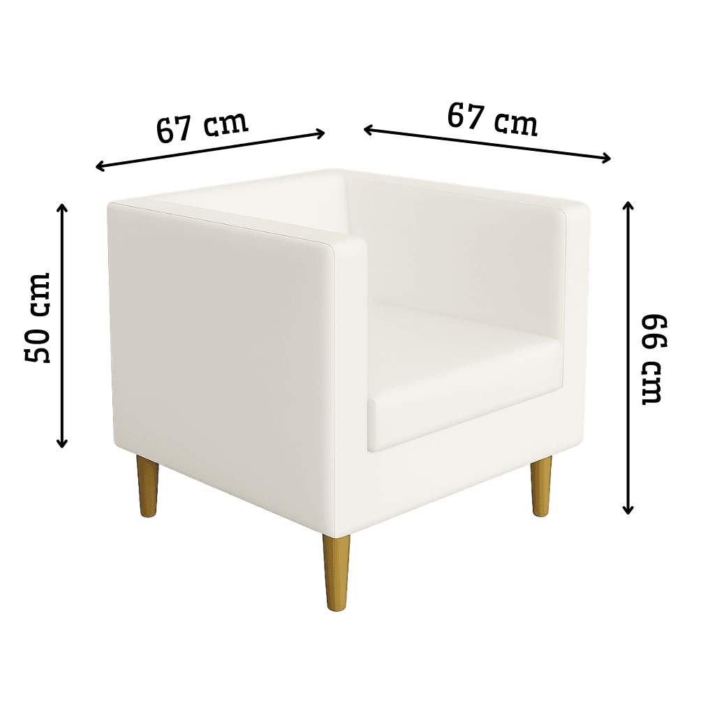 Fotel Tapicerowany Standard Biały Ekoskóra Złote Nóżki