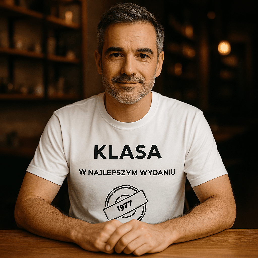 Koszulka 1977 – KLASA. W najlepszym wydaniu (Męska, Biała)