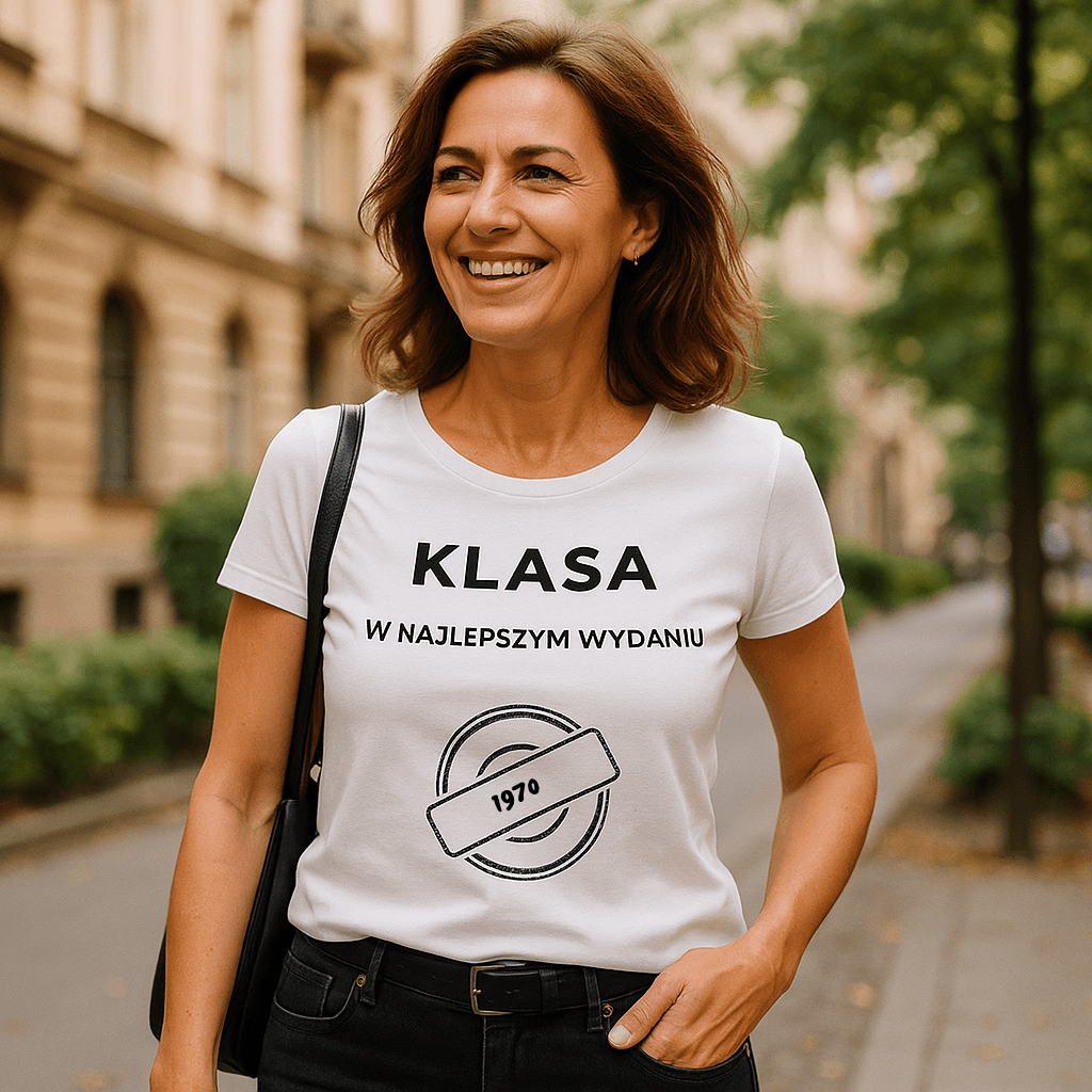 Koszulka 1970 – KLASA. W najlepszym wydaniu (Damska, Biała)