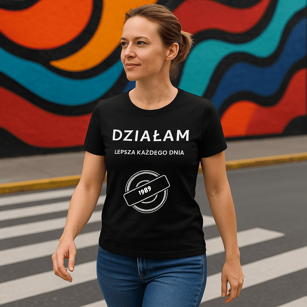 Koszulka 1989 – DZIAŁAM. Lepsza każdego dnia (Damska, Czarna)