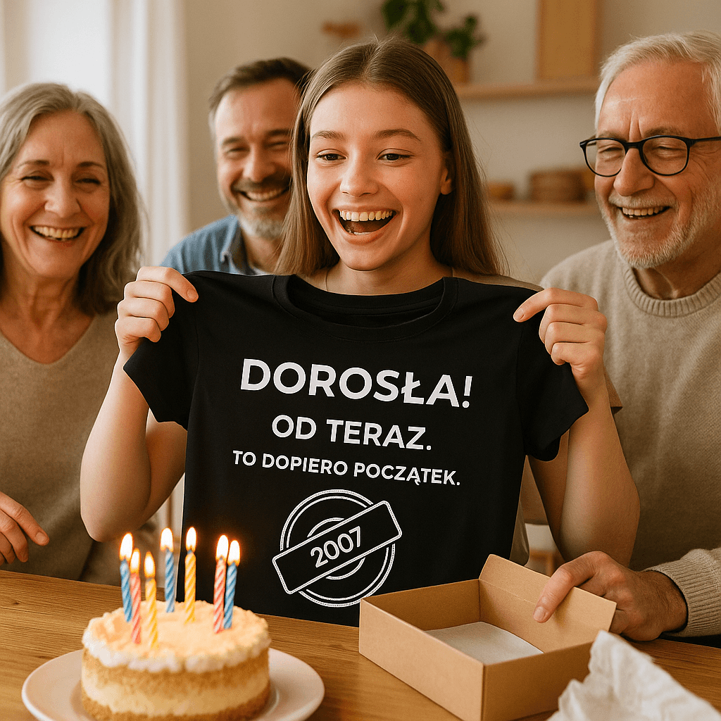 Zestaw Koszulka + Kubek: DOROSŁA – Od teraz. To dopiero początek (czarna). Wersja Limitowana 2007