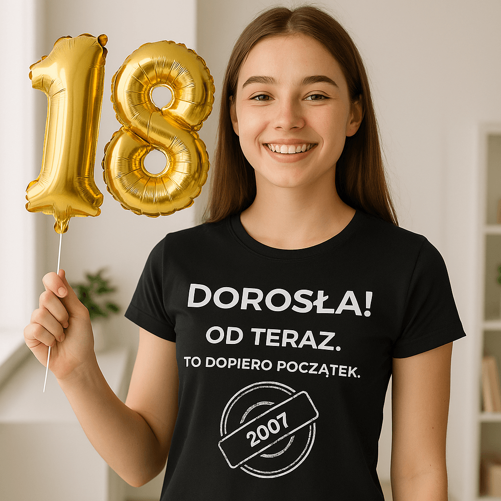Zestaw Koszulka + Kubek: DOROSŁA – Od teraz. To dopiero początek (czarna). Wersja Limitowana 2007