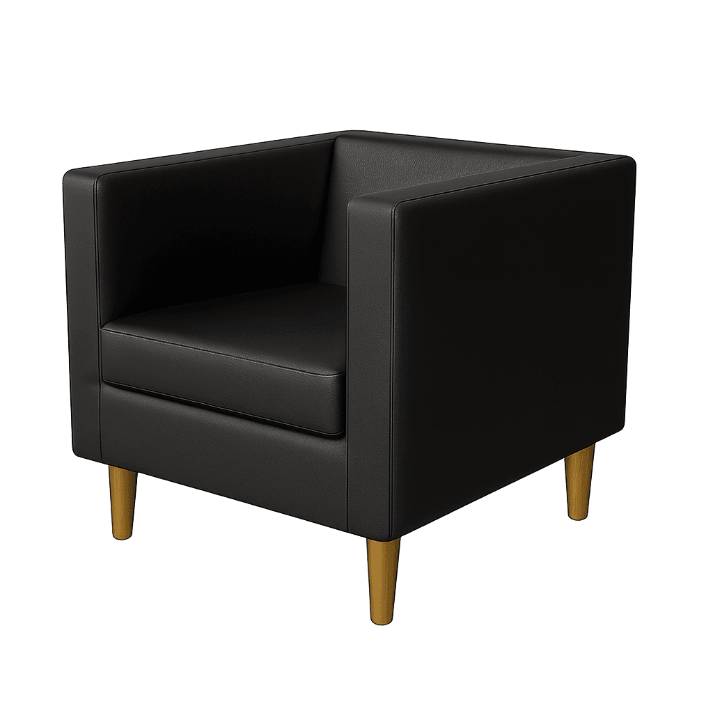 Fotel Tapicerowany Standard Czarny Ekoskóra Złote Nóżki