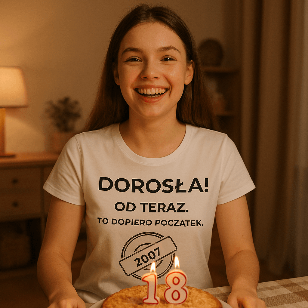 Zestaw Koszulka + Kubek: DOROSŁA – Od teraz. To dopiero początek (biała). Wersja Limitowana 2007