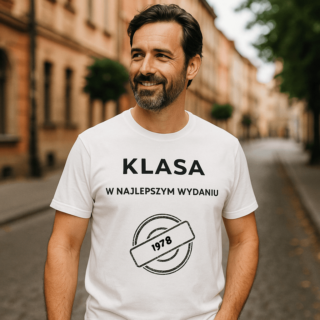 Koszulka 1978 – KLASA. W najlepszym wydaniu (Męska, Biała)