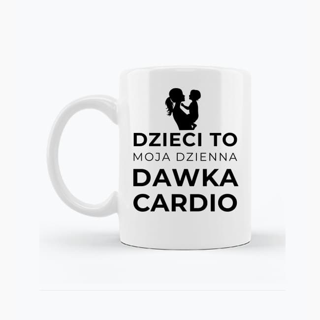 Zestaw Koszulka + Kubek: Dzienna dawka cardio - Mama Edition (biała) TOP PREZENT