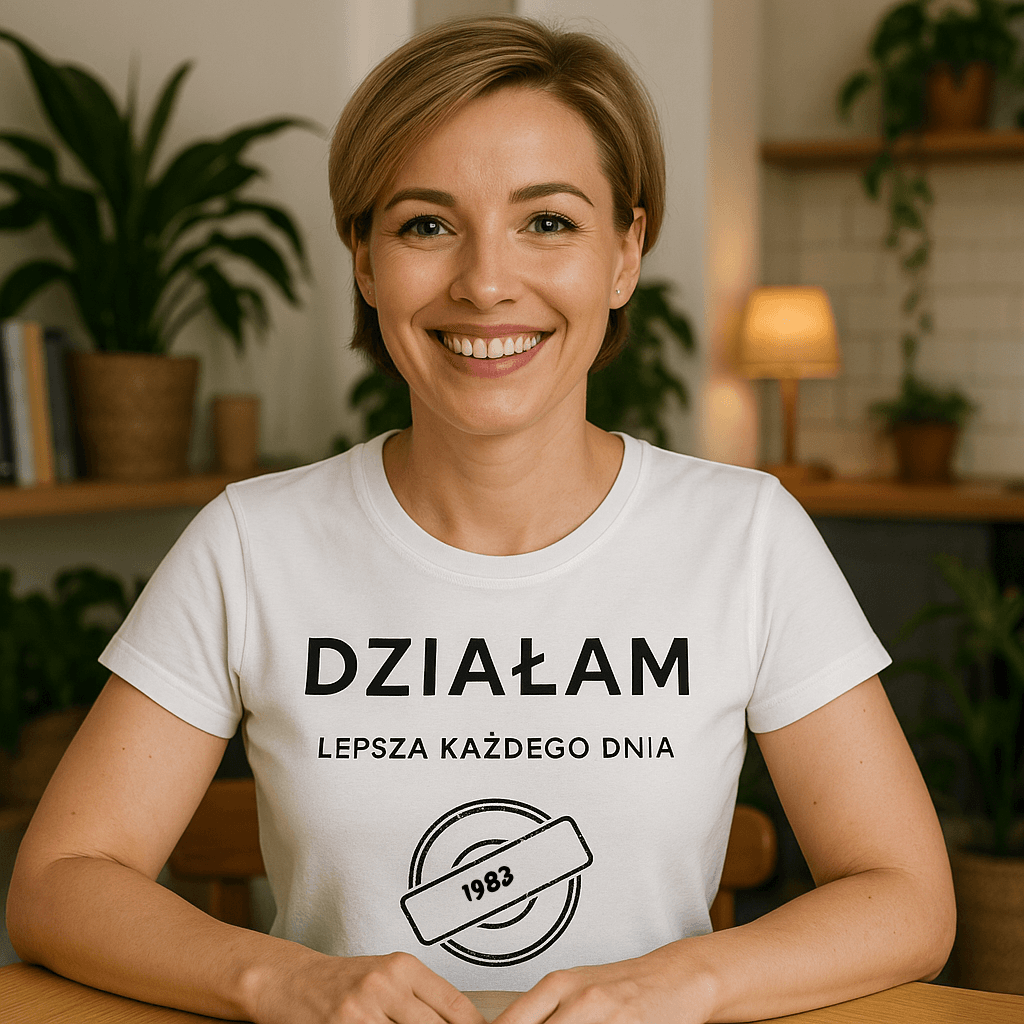 Koszulka 1983 – DZIAŁAM. Lepsza każdego dnia (Damska, Biała)