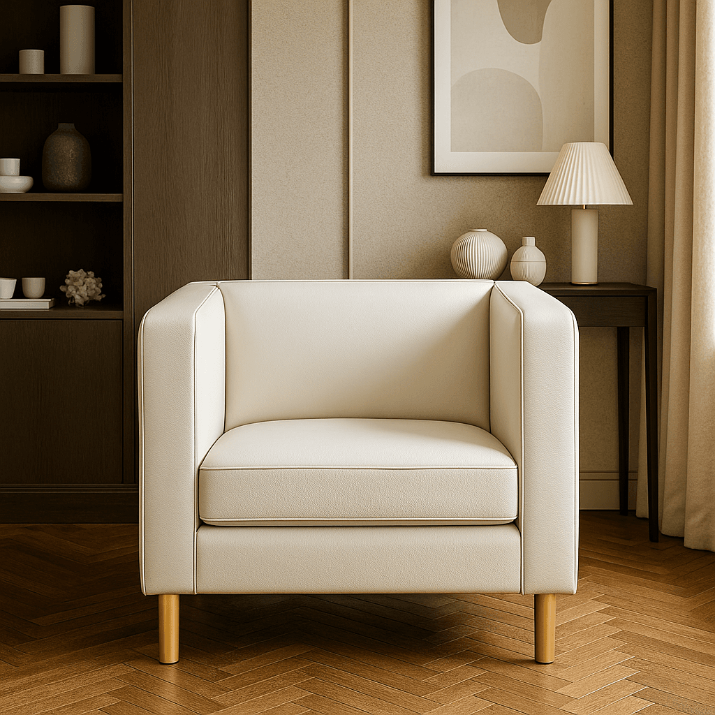 Fotel Tapicerowany Standard Biały Ekoskóra Złote Nóżki