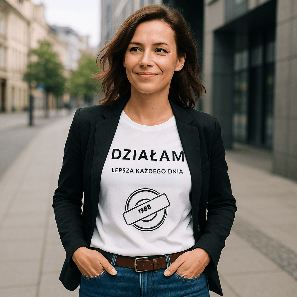 Koszulka 1988 – DZIAŁAM. Lepsza każdego dnia (Damska, Biała)