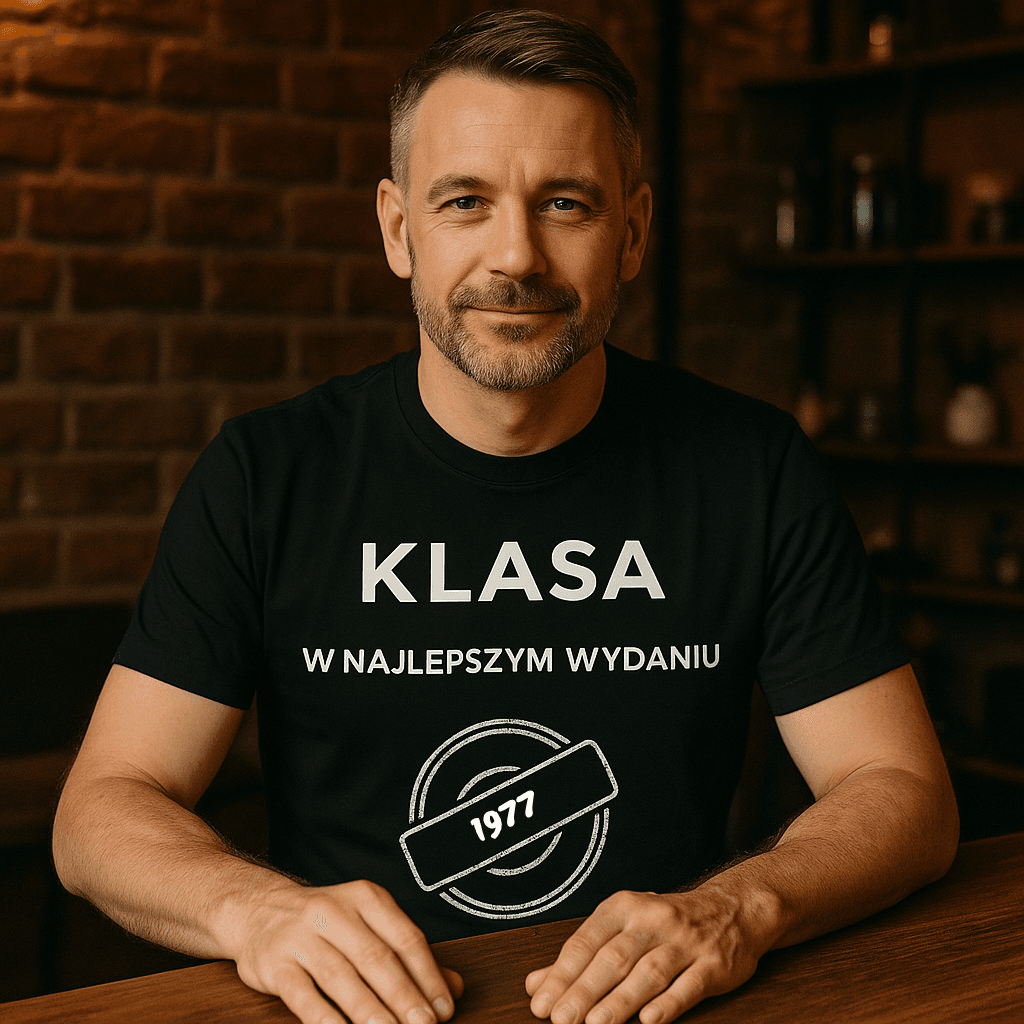 Koszulka 1977 – KLASA. W najlepszym wydaniu (Męska, Czarna)