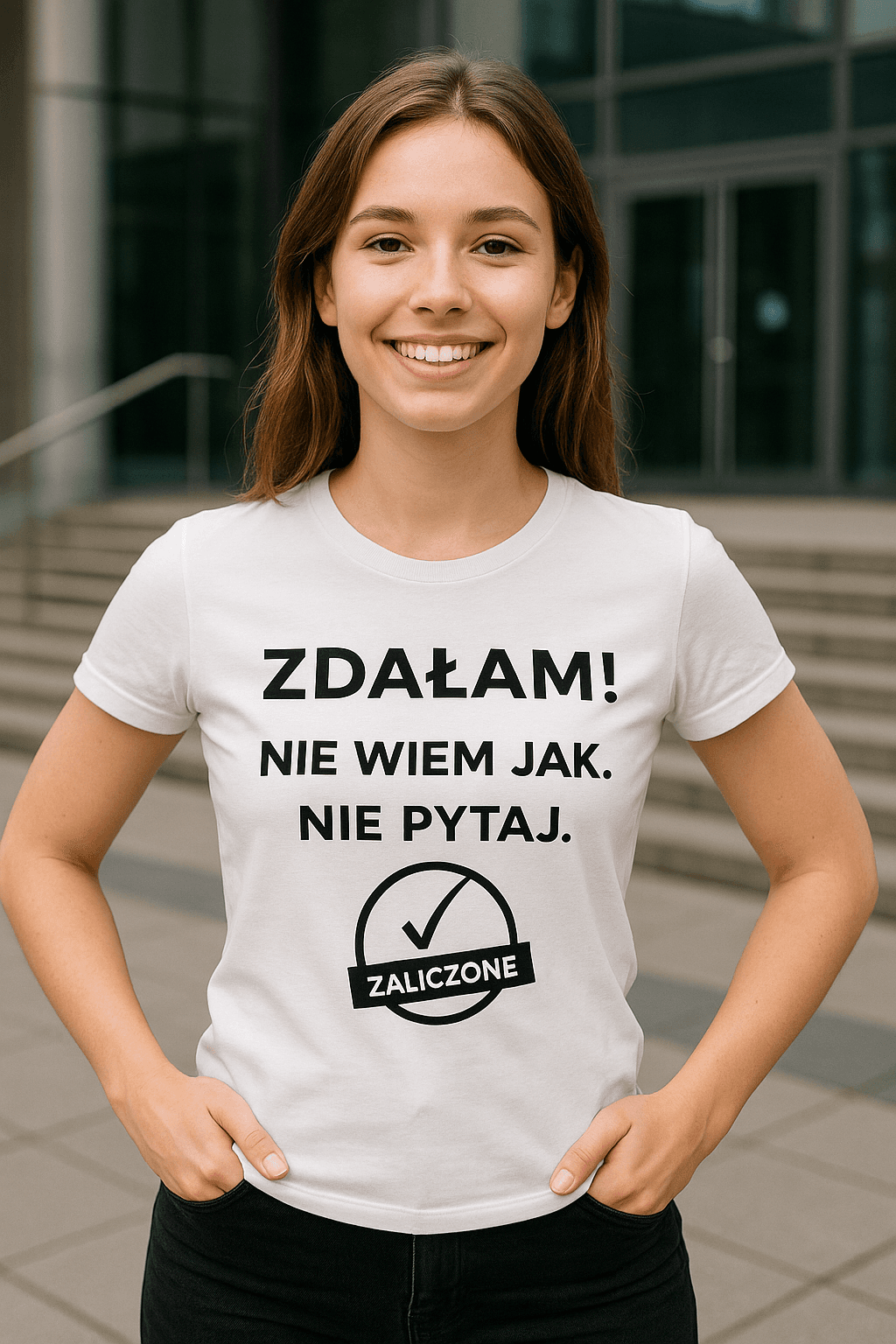 Zestaw Koszulka + Kubek: ZDAŁAM – Nie pytaj jak Wersja Limitowana 2025 (biała)