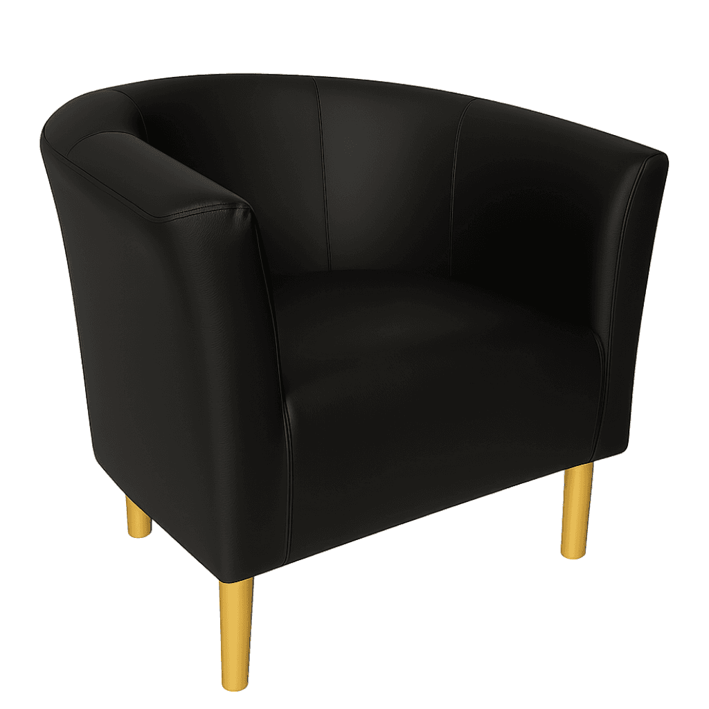 Fotel Tapicerowany Glamour Czarny Ekoskóra Złote Nóżki