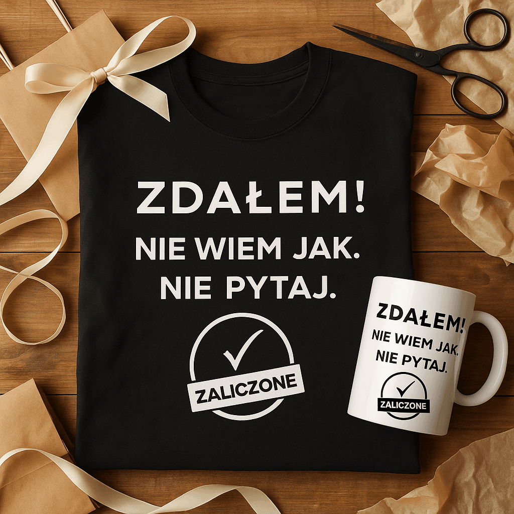 Zestaw Koszulka + Kubek: ZDAŁEM – Nie pytaj jak Wersja Limitowana 2025 (czarna)