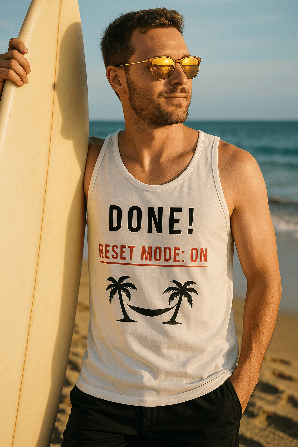 Done! Reset Mode: ON | Dla Niego Tank Top (biały)
