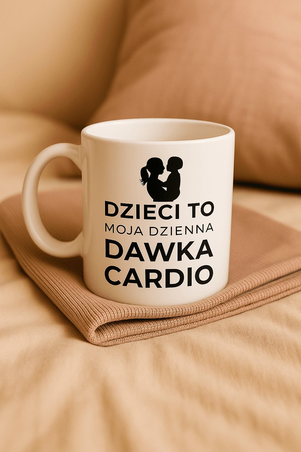 Zestaw Koszulka + Kubek: Dzienna dawka cardio - Mama Edition (biała) TOP PREZENT