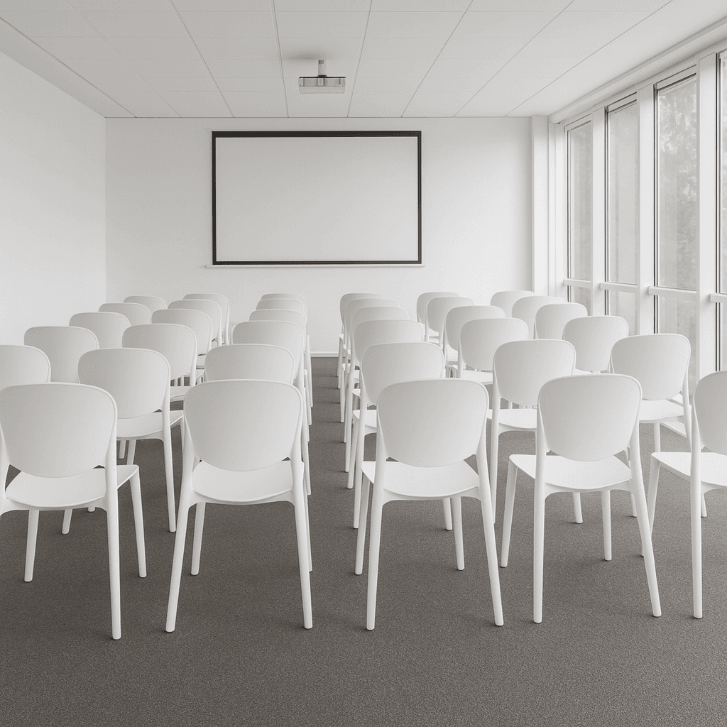 Krzesło plastikowe białe, sztaplowane (PP) – do domu, biura, szkoły i gastronomii, łatwe w czyszczeniu