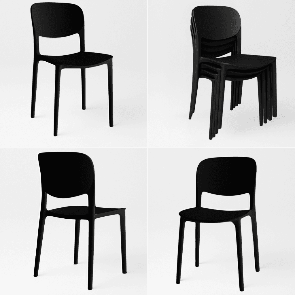 Nordic krzesło konferencyjne, plastikowe, czarne, sztaplowane – do gastronomii, domu, biura i na eventy