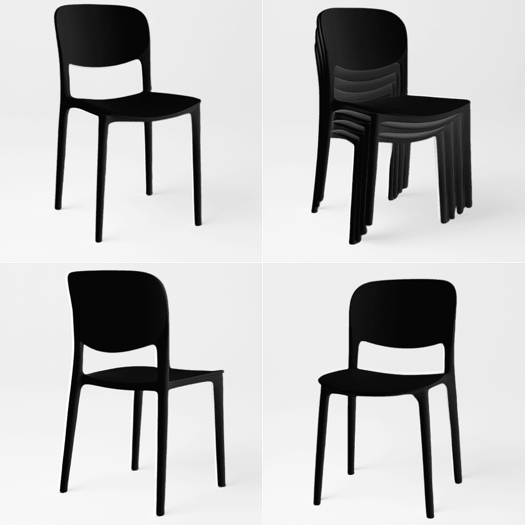 Nordic krzesło konferencyjne, plastikowe, czarne, sztaplowane – do gastronomii, domu, biura i na eventy