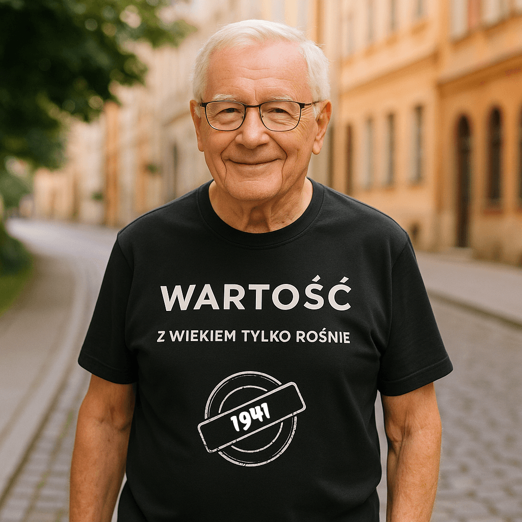 Koszulka 1941 – WARTOŚĆ. Z wiekiem tylko rośnie (Męska, Czarna)