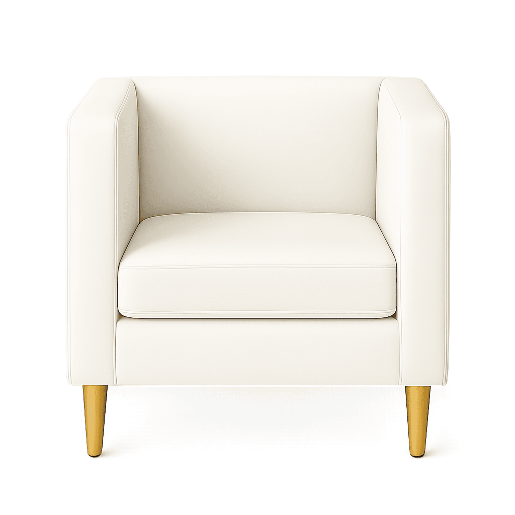 Fotel Tapicerowany Standard Biały Ekoskóra Złote Nóżki