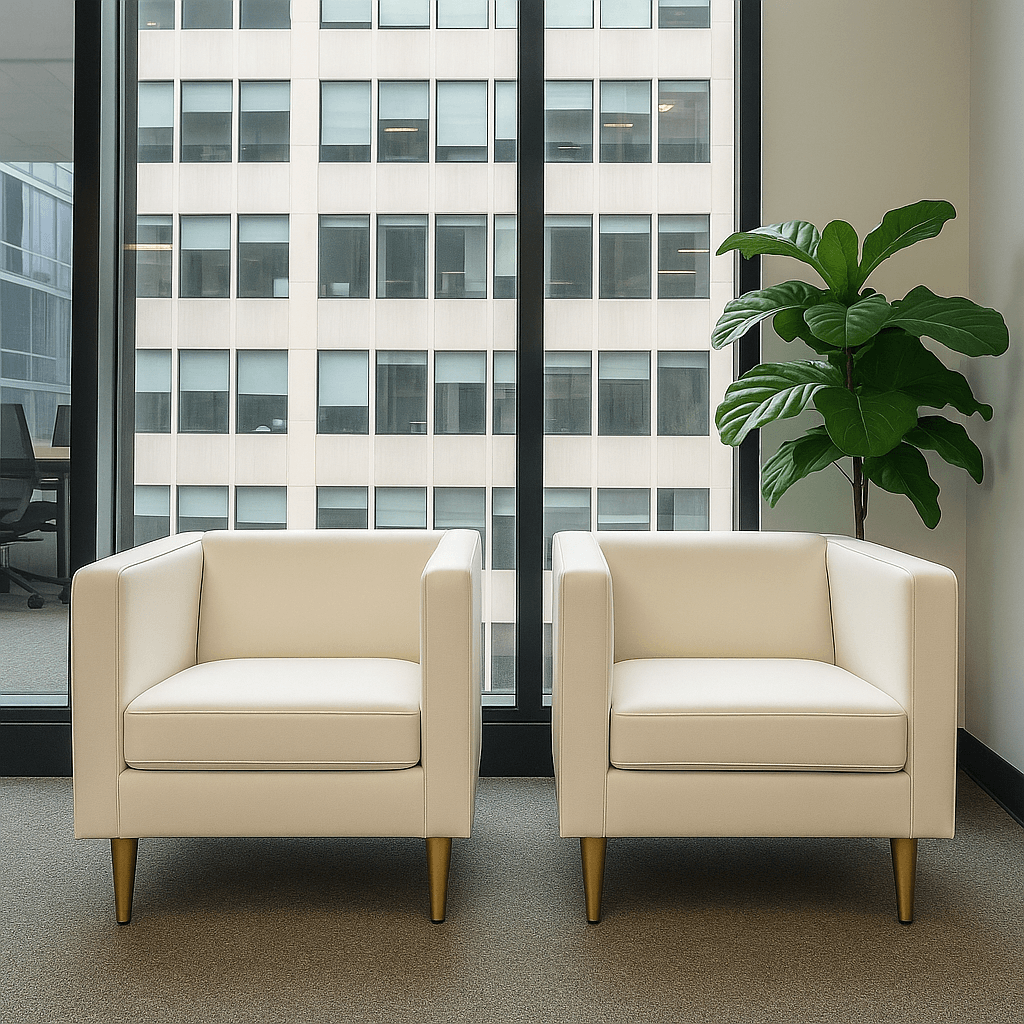 Fotel Tapicerowany Standard Biały Ekoskóra Złote Nóżki