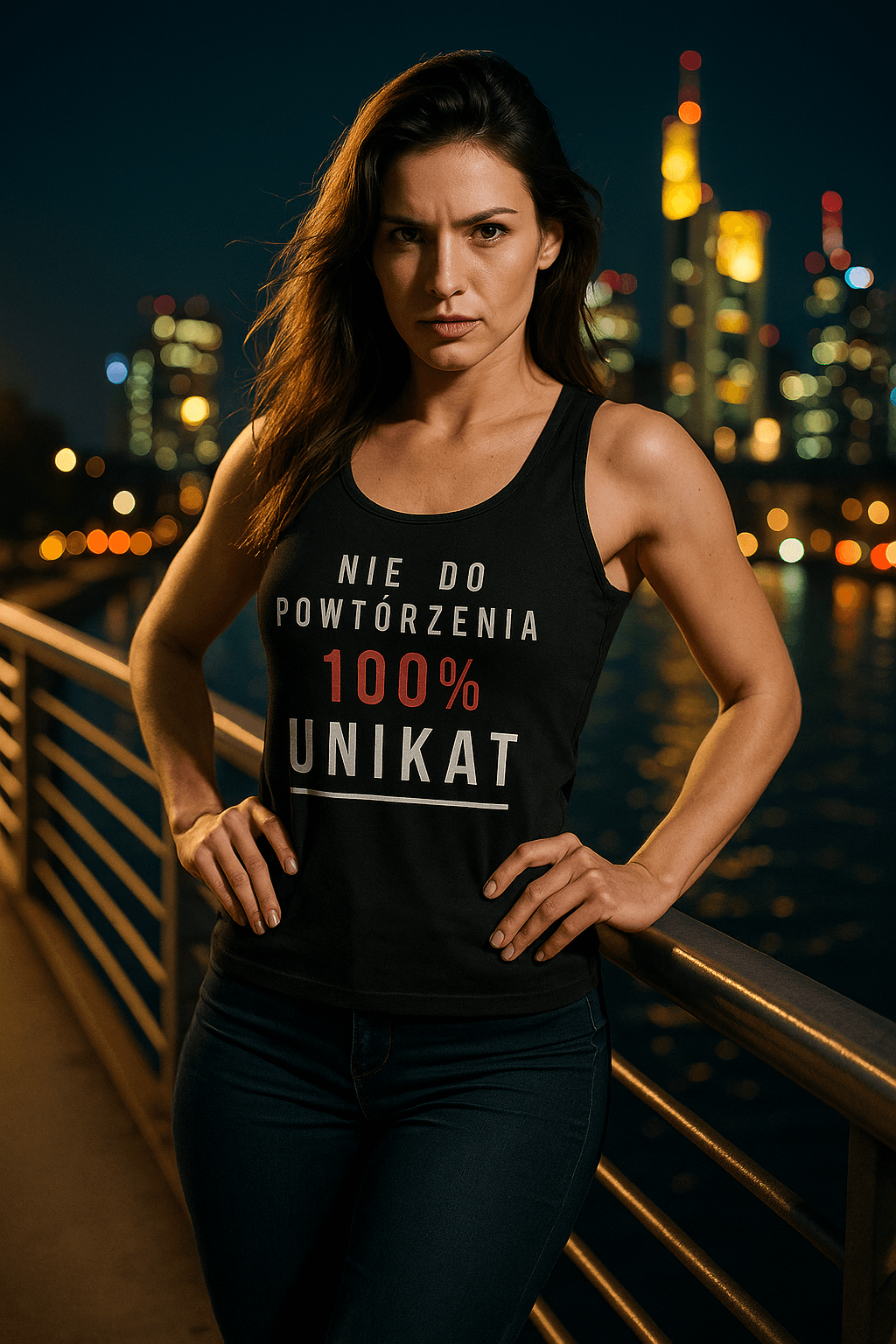 100% UNIKAT Tank Top - Strong Pretty Collection (czarna)