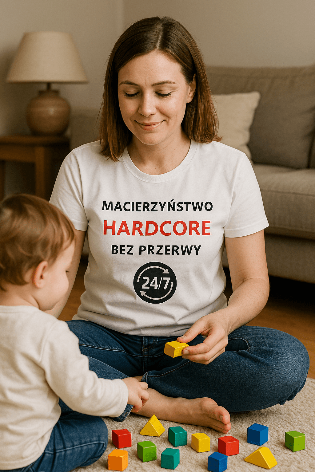 Zestaw Koszulka + Kubek: Hardcore bez przerwy - Mama Lifestyle Edition (biała) TOP PREZENT