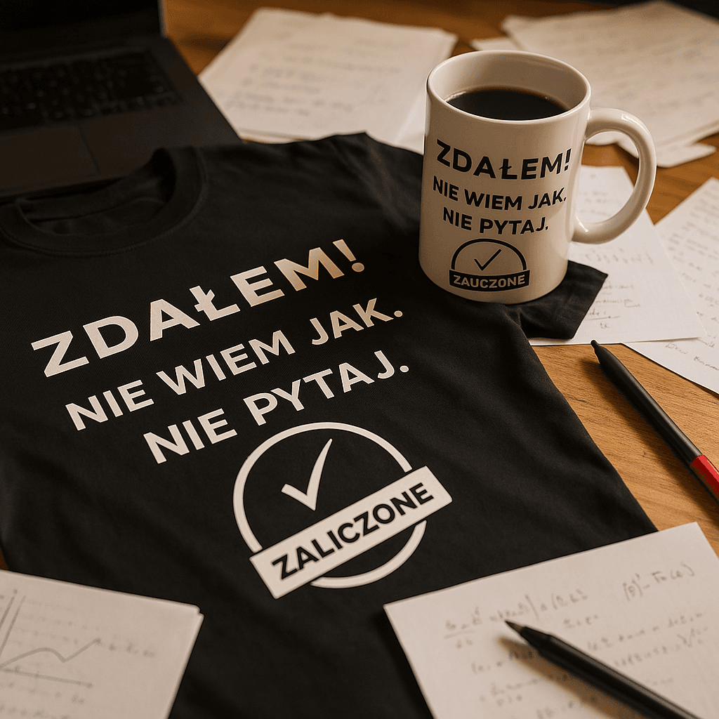Zestaw Koszulka + Kubek: ZDAŁEM – Nie pytaj jak Wersja Limitowana 2025 (czarna)