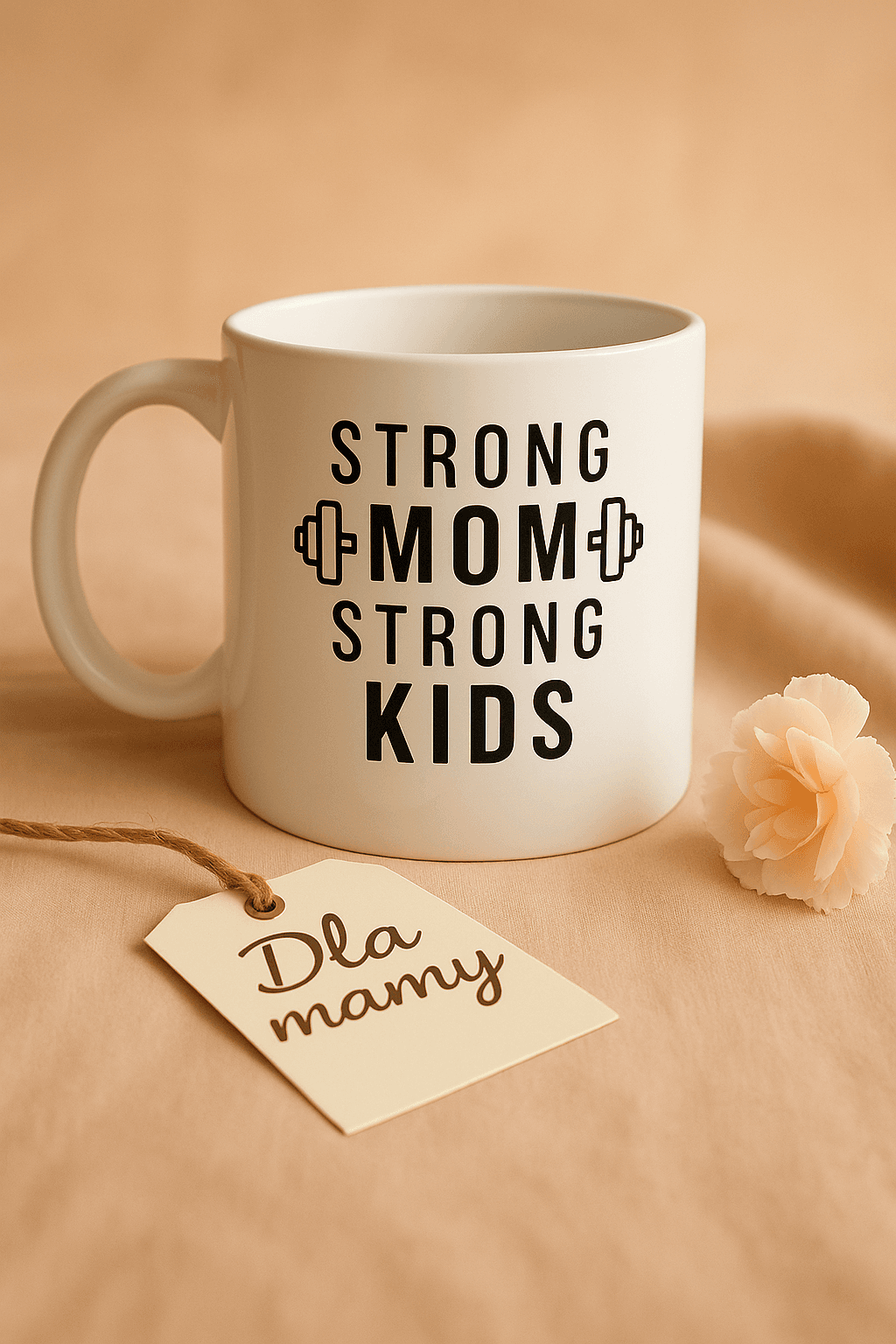 Zestaw Koszulka + Kubek: Strong Mom Strong Kids – Mama Edition (biała) TOP PREZENT