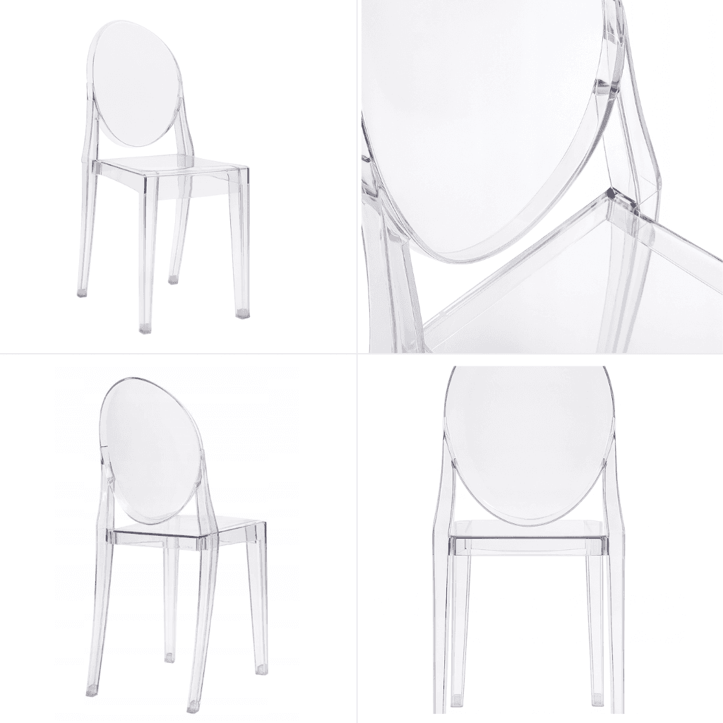 Krzesło transparentne amber typu ghost (styl Victoria) – sztaplowane, event/konferencja