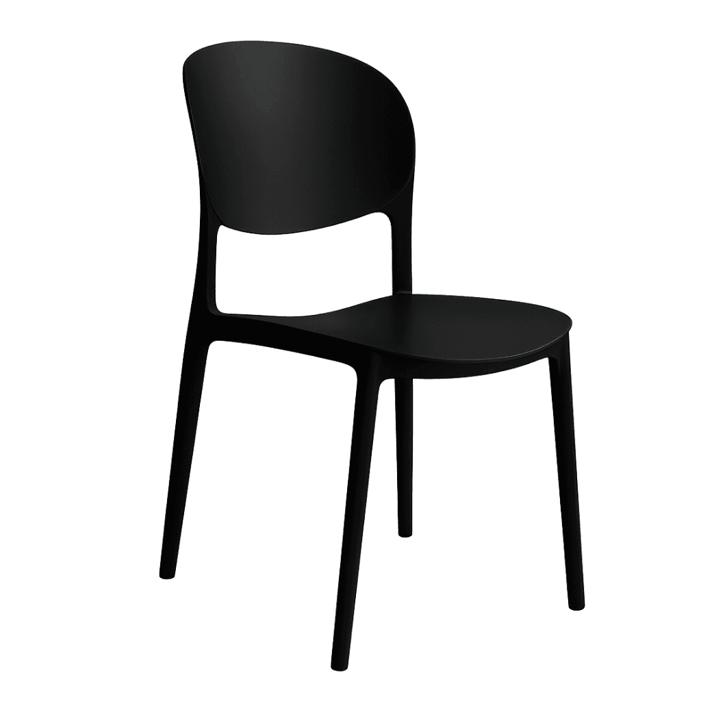 Krzesło plastikowe czarne, sztaplowane (PP) – do domu, biura, szkoły i gastronomii, łatwe w czyszczeniu