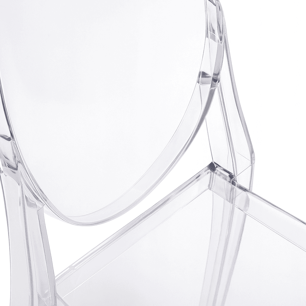 Krzesło transparentne amber typu ghost (styl Victoria) – sztaplowane, event/konferencja