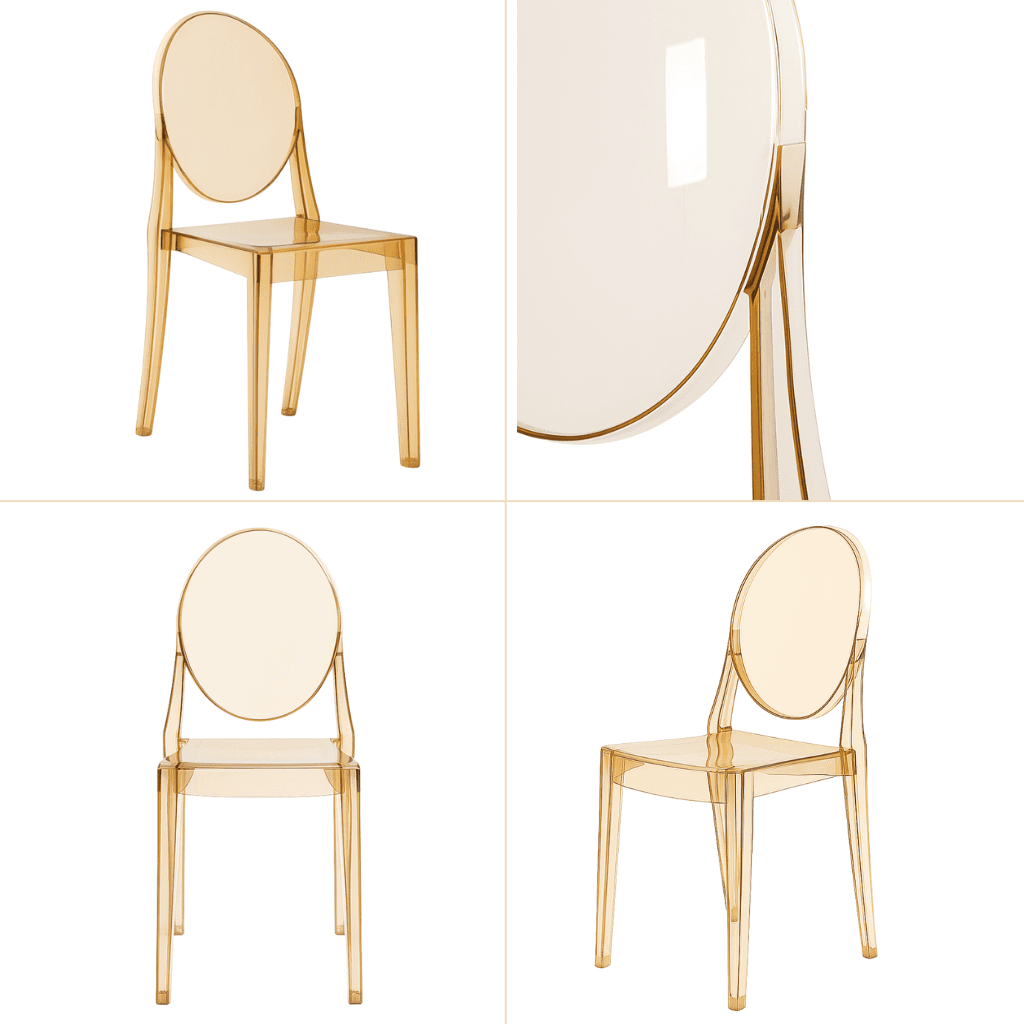 Krzesło transparentne typu ghost (styl Victoria) – sztaplowane, event/konferencja