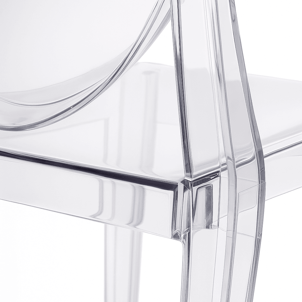 Krzesło transparentne amber typu ghost (styl Victoria) – sztaplowane, event/konferencja