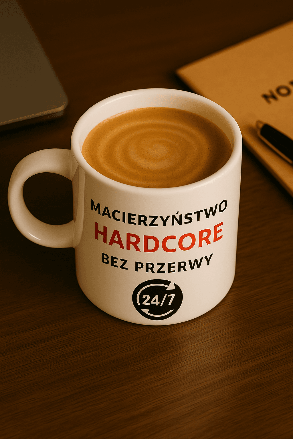 Zestaw Koszulka + Kubek: Hardcore bez przerwy - Mama Lifestyle Edition (biała) TOP PREZENT