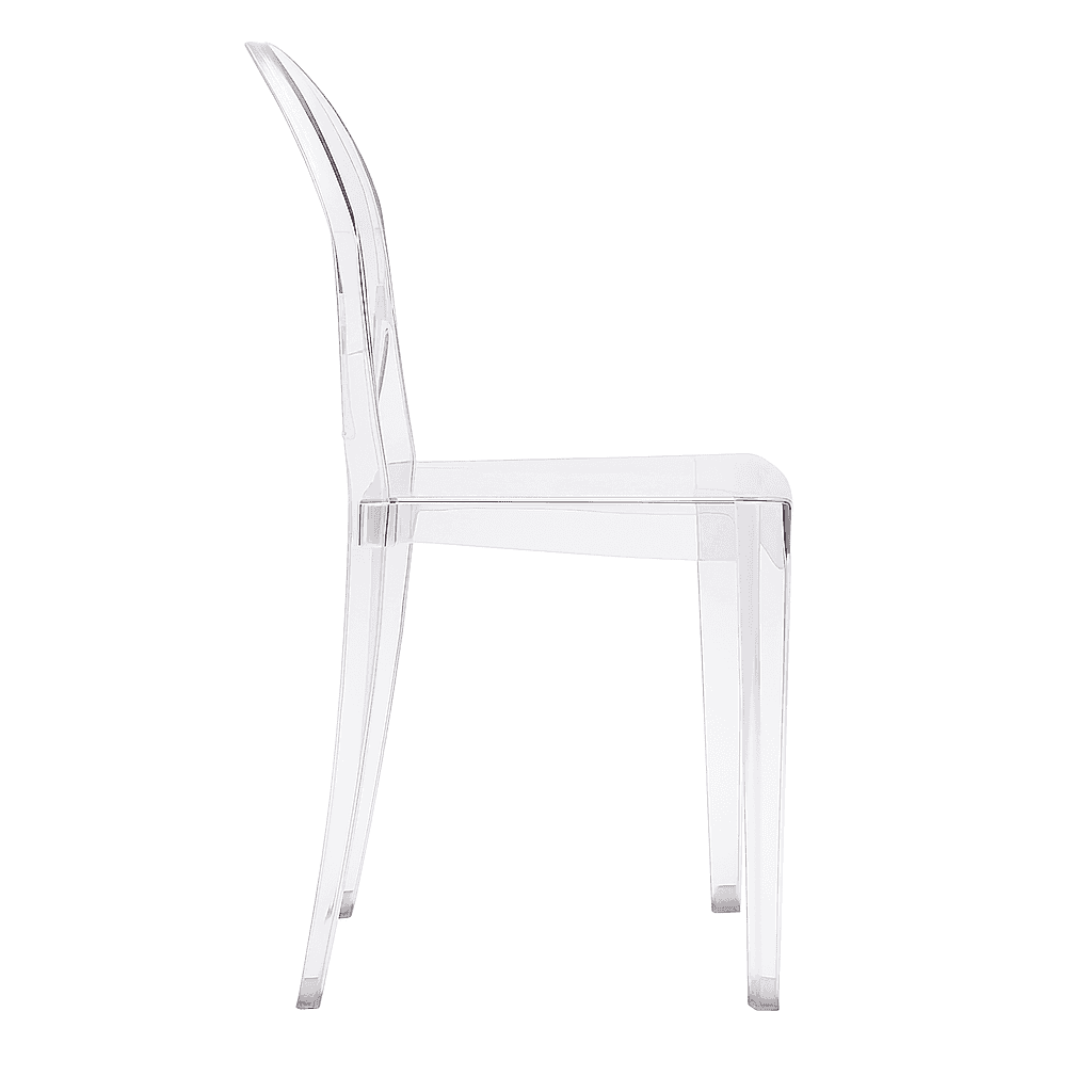 Krzesło transparentne amber typu ghost (styl Victoria) – sztaplowane, event/konferencja