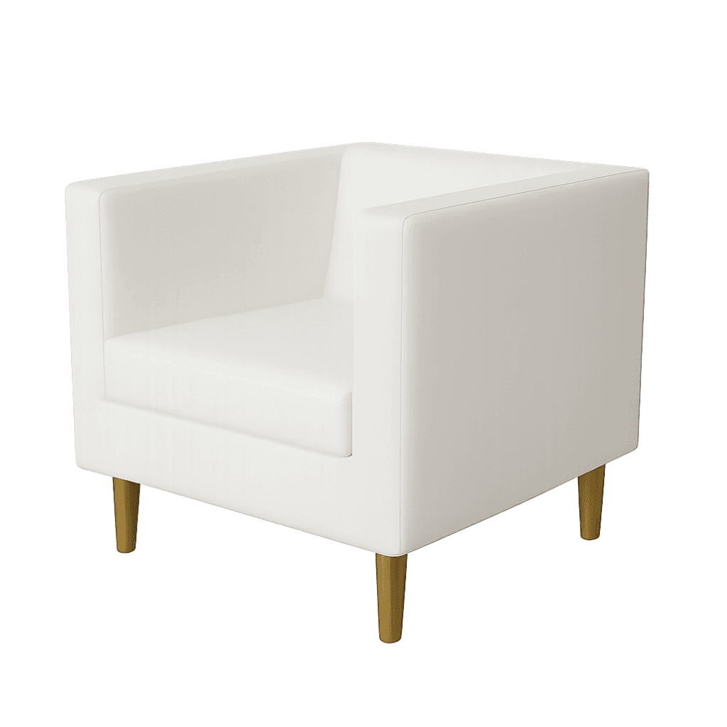 Fotel Tapicerowany Standard Biały Ekoskóra Złote Nóżki