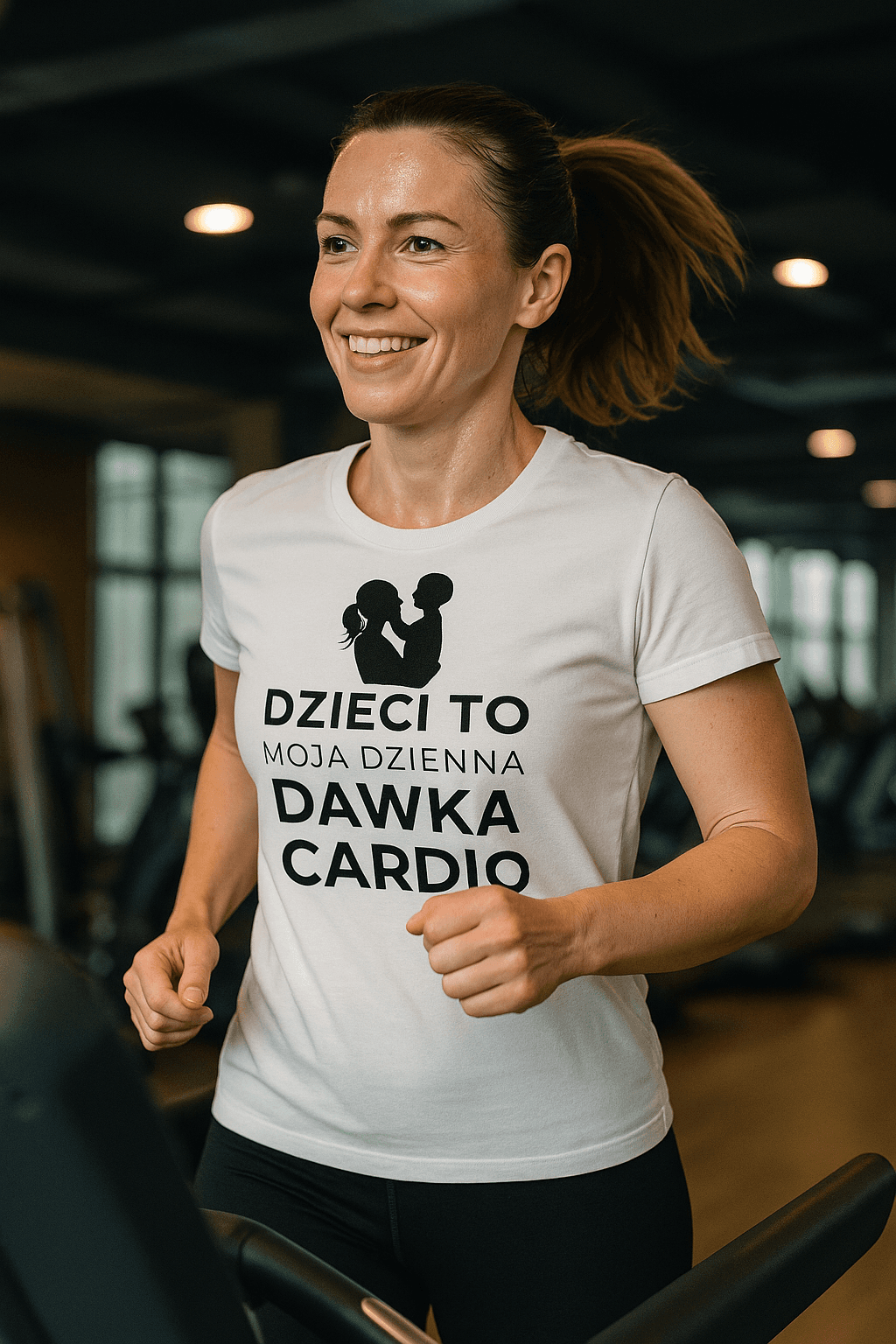 Zestaw Koszulka + Kubek: Dzienna dawka cardio - Mama Edition (biała) TOP PREZENT